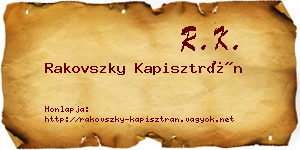 Rakovszky Kapisztrán névjegykártya